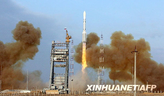 2009年12月14日，在哈薩克斯坦境內的拜科努爾航天發射場，一枚“質子”-M型運載火箭升空。